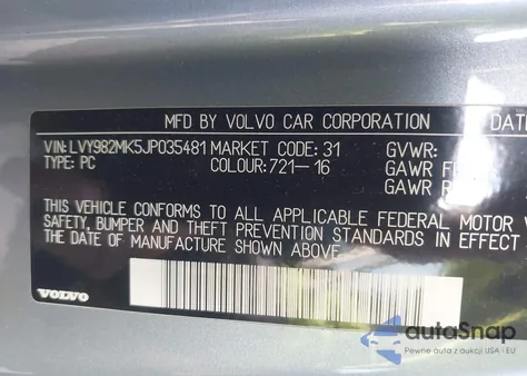 2018 Volvo S90 T5 Momentum z USA, uszkodzony, nr VIN LVY982MK5JP035481